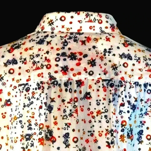 Men's Robert Graham Long Sleeve Button Down Flip Cuff Hyper Novelty Print Shirt - Picture 6 of 8